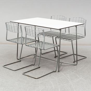 Five 'High-tech' hot galvanized garden furnitures, from Grythyttan. Designed by Nisse Strinning, designed 1984.