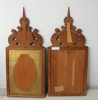 RAMAR med OLJEMÅLNINGAR, ett par, renässansstil.