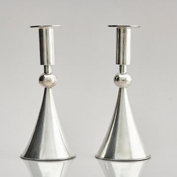 A pair of Swedish sterling silver candlesticks, marks of Sigurd Persson, Stockholm 1959.