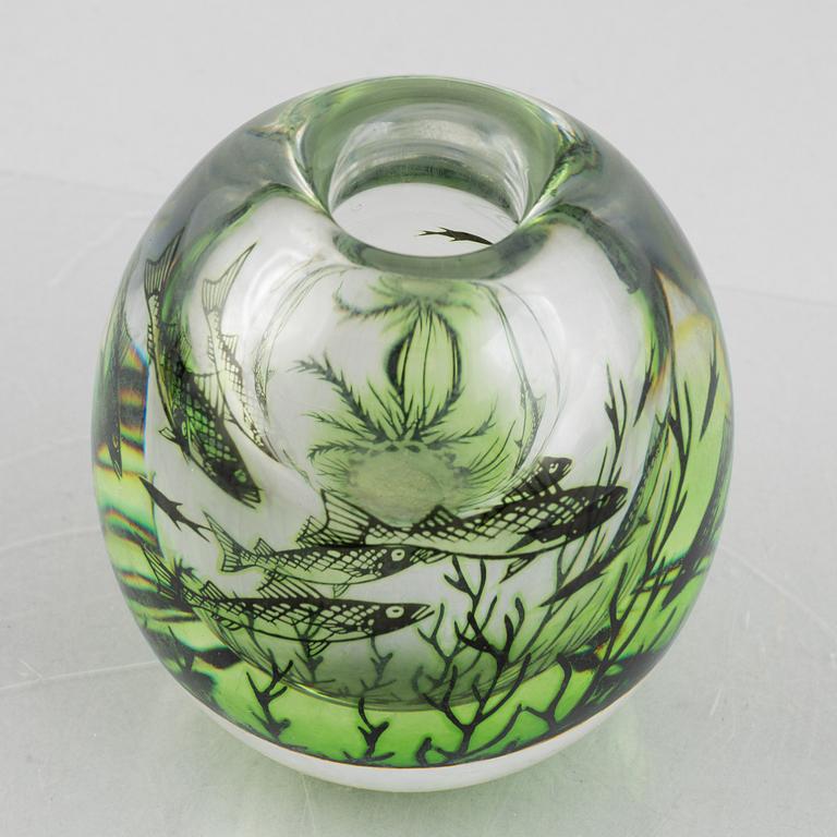 Edward Hald, a graal glass vase, Orrefors, Sweden, signed.