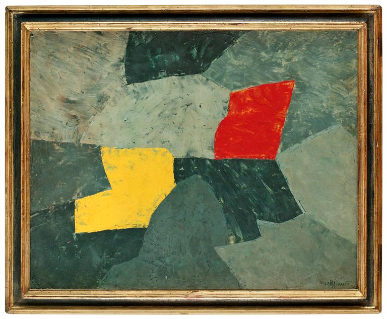 Serge Poliakoff, "Composition taches rouge et jaune".