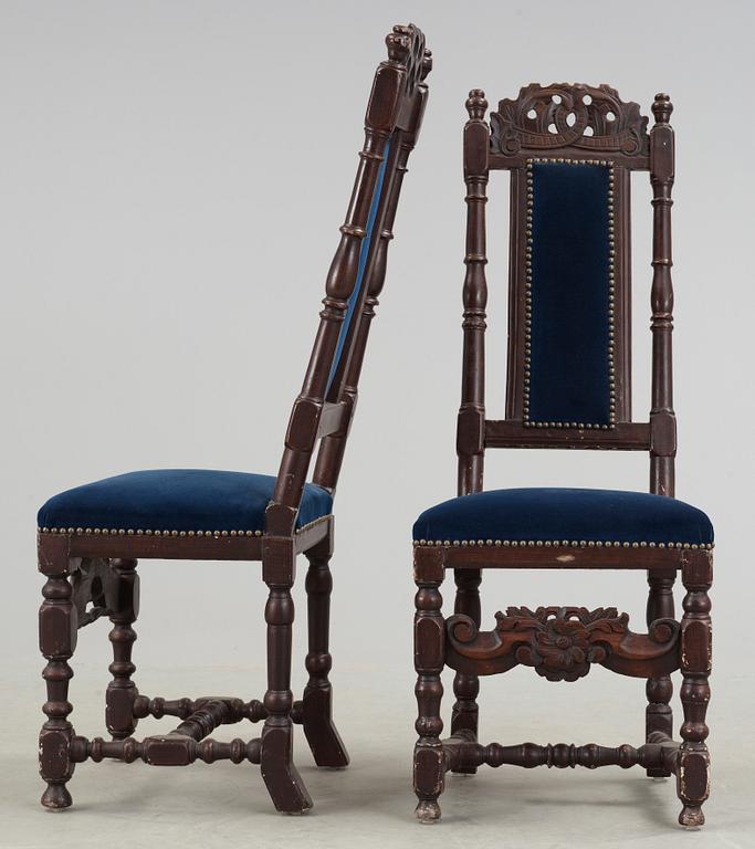 STOLAR, 2 st, barock, 1700-talets första hälft.