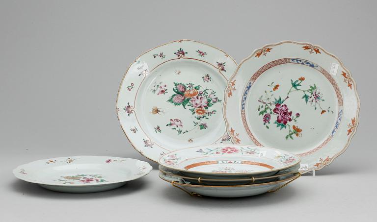 TALLRIKAR, 6 st, porslin, Kina, Qianlong 1736-1795.