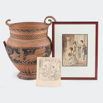 Santeri Salokivi, A group of nude models with Urn, 2 pcs, and urn from the Artist's home.