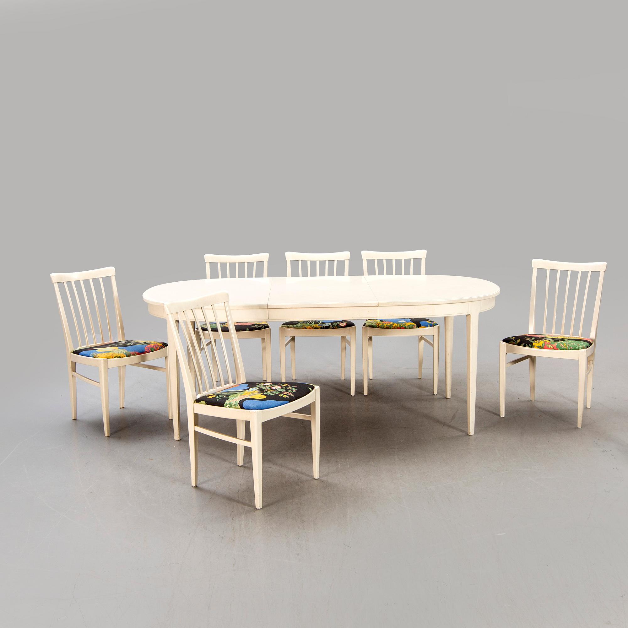Carl Malmsten, a seven-piece 'Herrgården' dining suite, Bodafors, 1960.