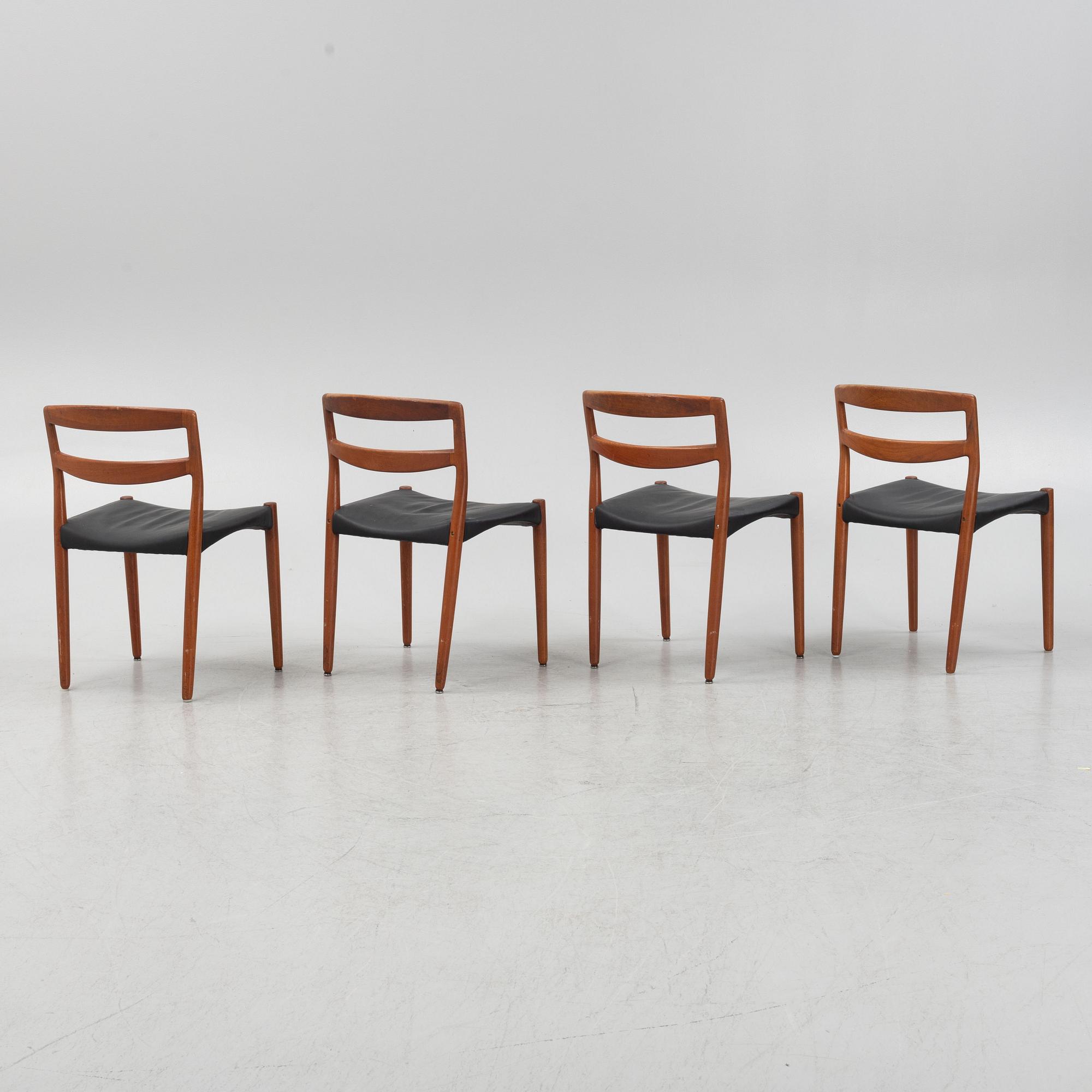 Bender Madsen & Ejner Larsen, a set of four chairs, Willy Beck, Denmark, 1960's.