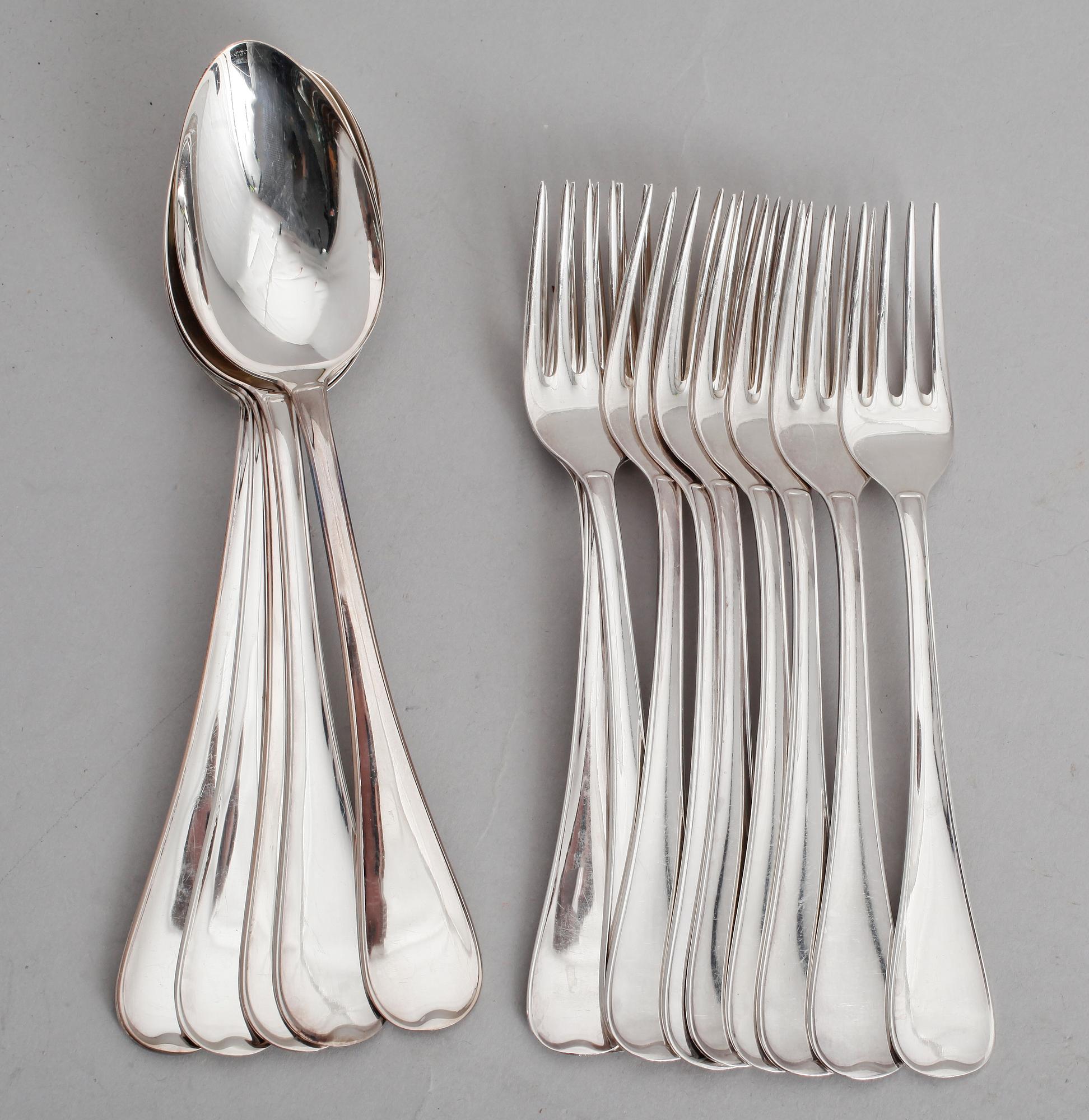 BESTICK, 16 delar, silver, GAB, Stockholm 1950-tal. Vikt ca 474 gram.