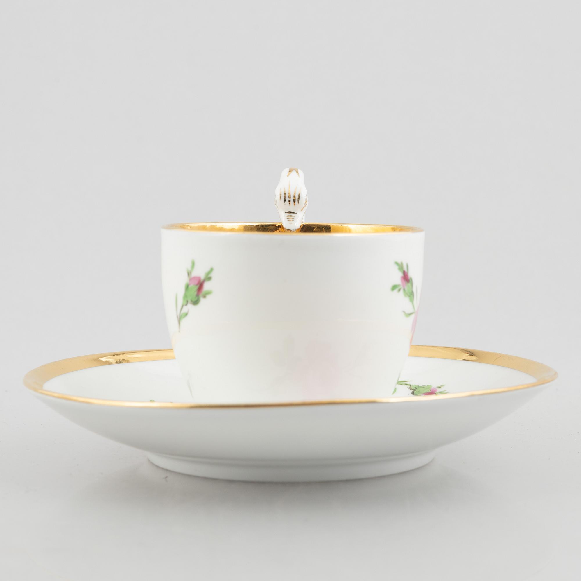 Meissen, servisdelar, porslin, 45 delar, "Red rose", Tyskland, 1800-1900-tal.