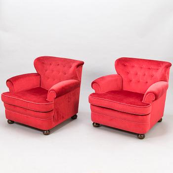 A pair of 1940s armchairs 'London' for Oy Paul Boman Ab Finland.