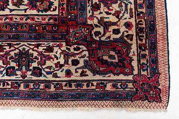 A semi-antique Meshad carpet, signed Saber, c. 369.5 x 300 cm.