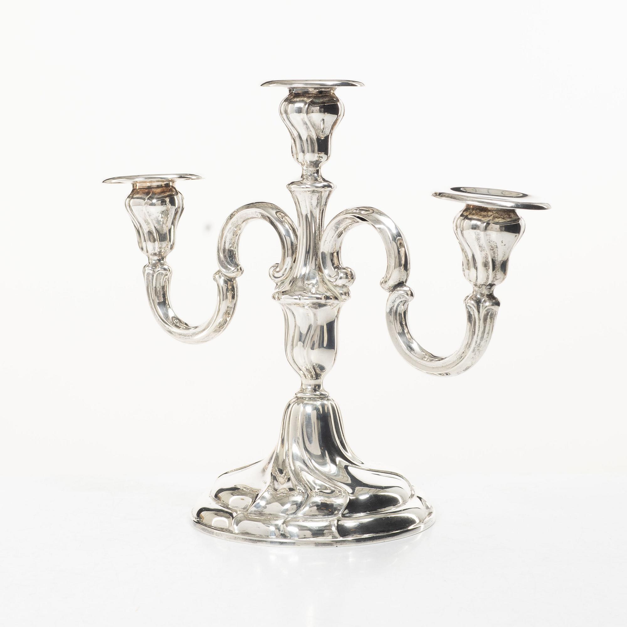 Candelabrum, silver, Rococo style, Germany, first half of the 20th century.