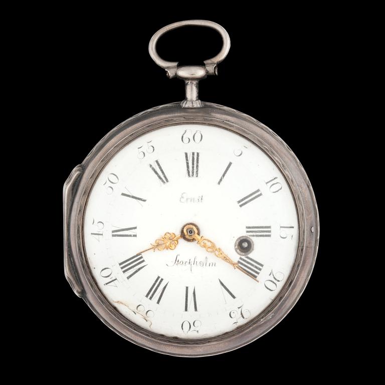 FICKUR, spindelur, Ernst, Stockholm. Boettstämpel Peter Strömqvist, Stockholm, 1771.