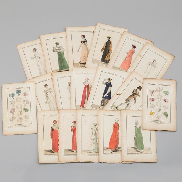 EIGHT FRENCH FASHION ILLUSTRATIONS, 1810.