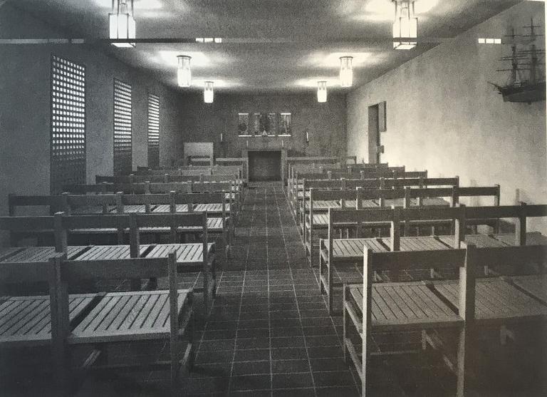 JOHN KANDELL, six oak chairs for S:t Nicolai chapel, Helsingborg, Sweden 1956, probably executed by cabinetmaker David Sjölinder.