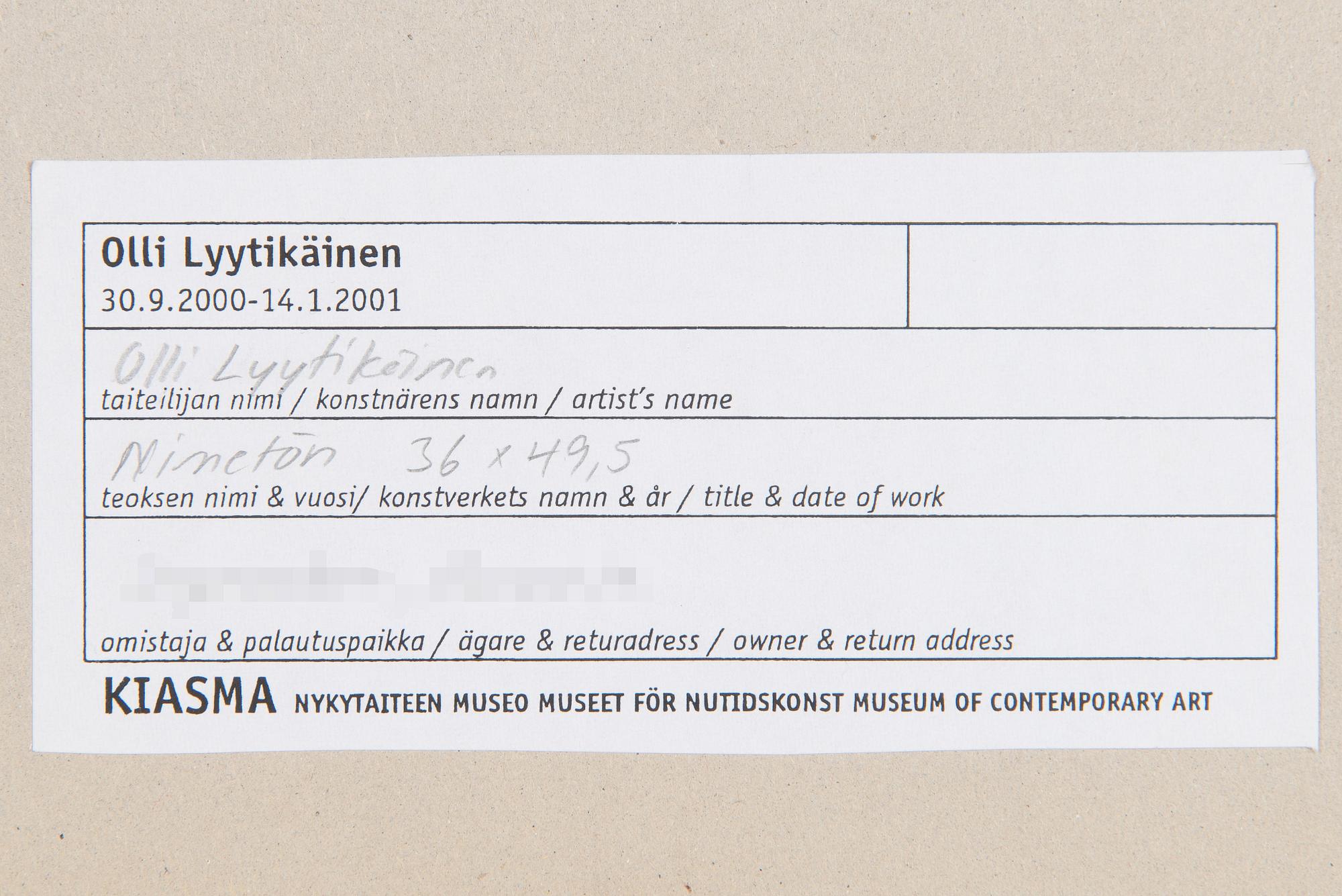 Olli Lyytikäinen, Untitled.