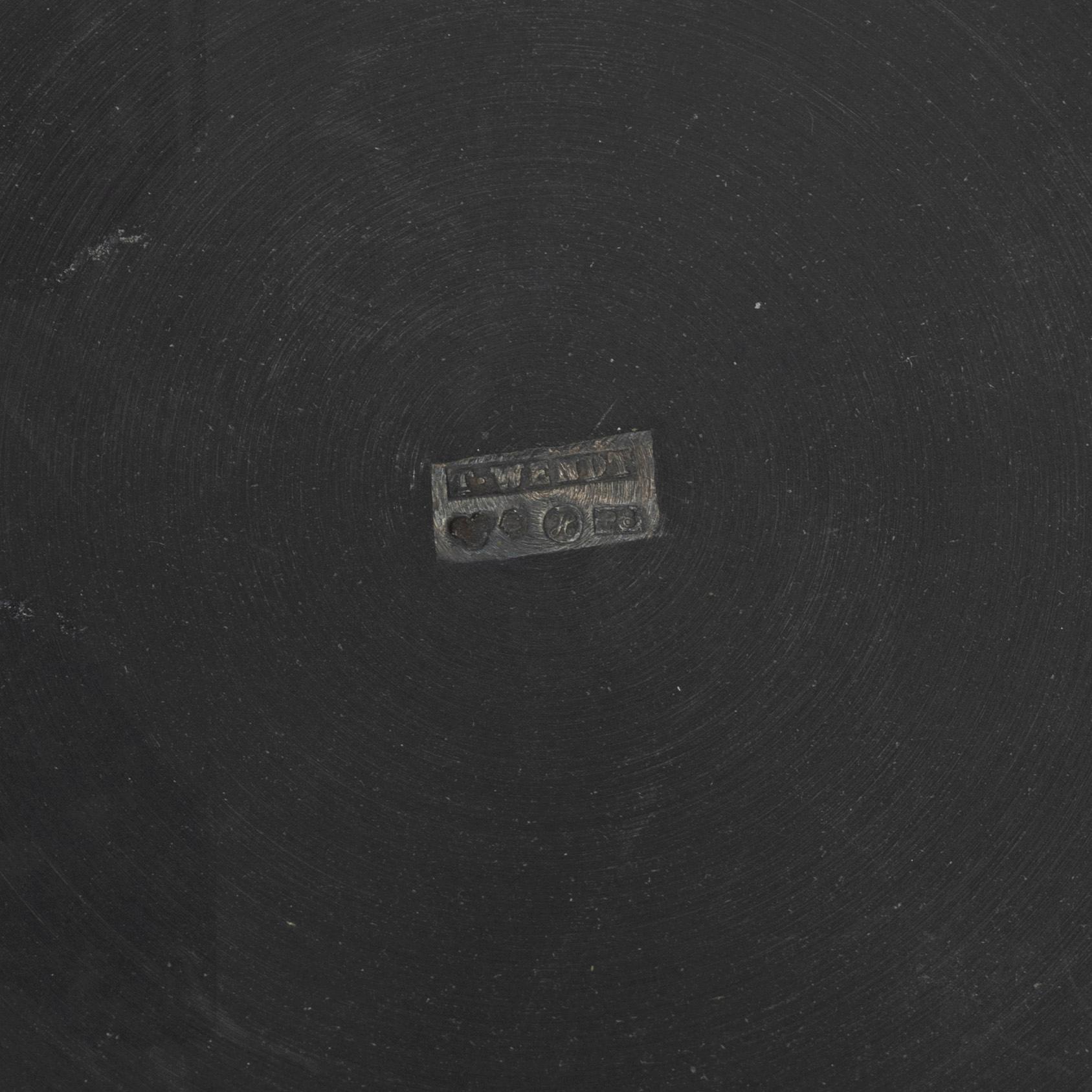 Coasters, 6 pieces, Bakelite and silver, T. Wendt, Helsingborg, 1941.