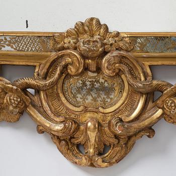 A rococo giltwood mirror, Stockholm, later part 18th century.