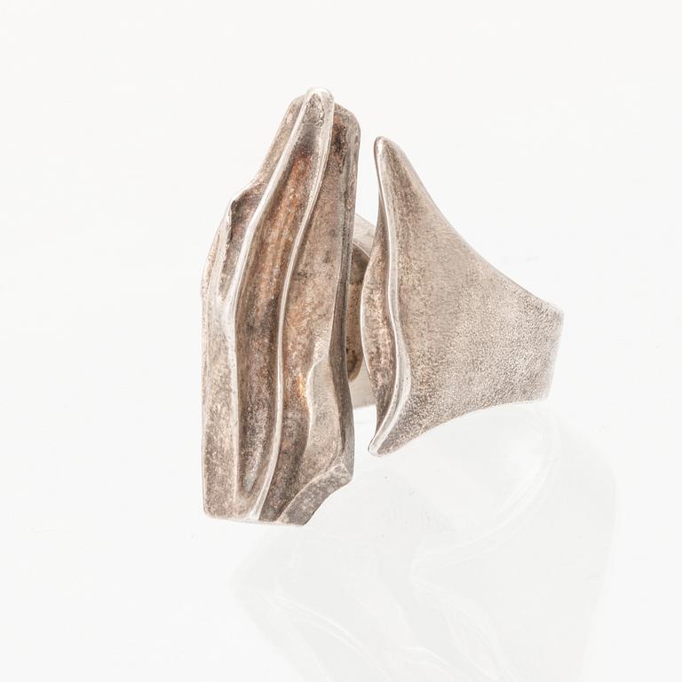 A silver ring "Erosion" by Björn Weckström for Lapponia 1976.