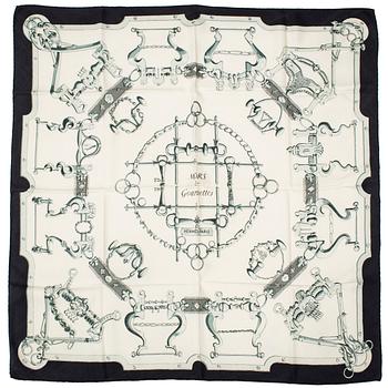 HERMÈS, scarf, "Mors & Gourmettes", Henri D'origny, Original issue , 1961.