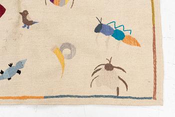 Matta, broderad slätväv, ca 180 x 120 cm.