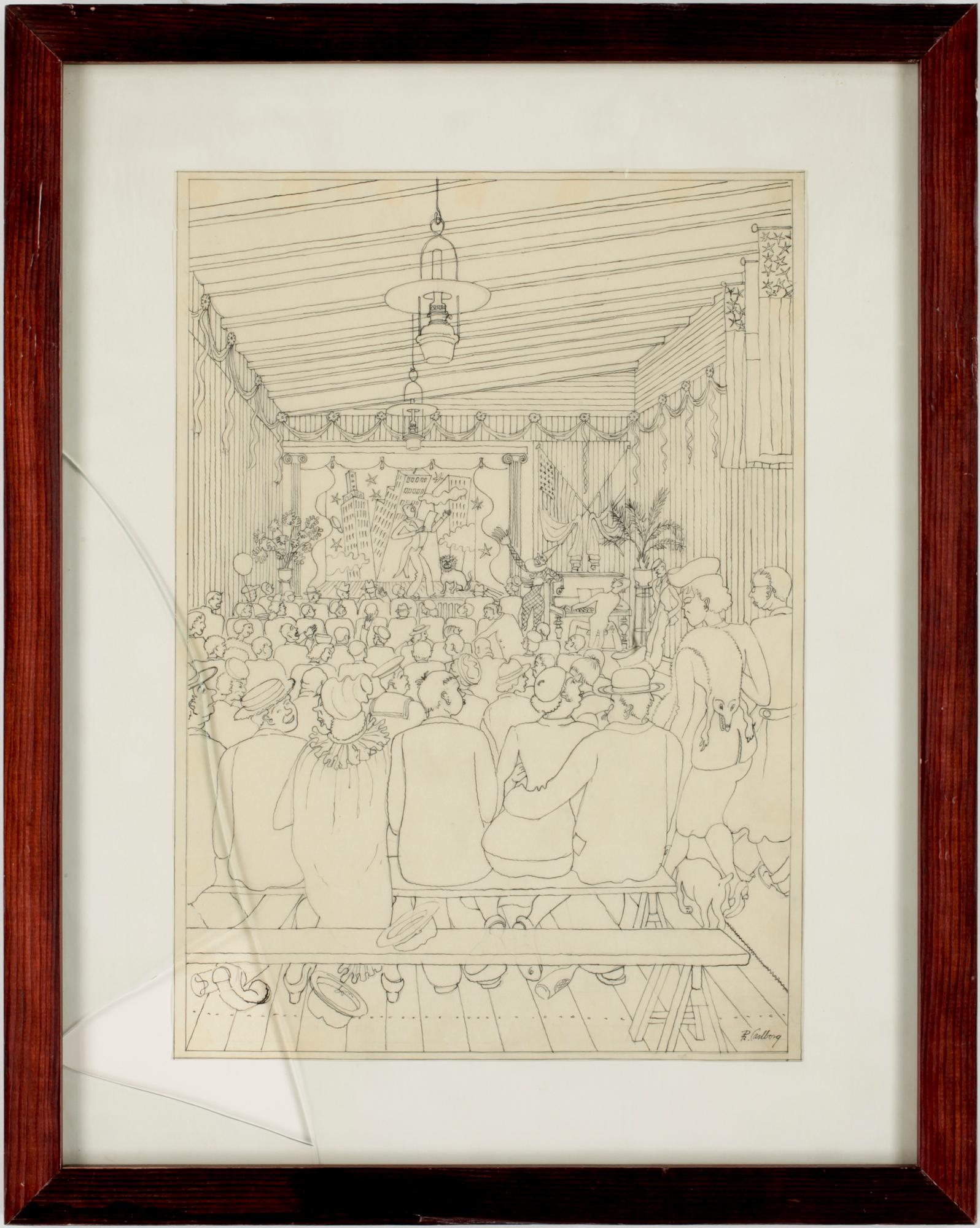 RUDOLF CARLBORG, 9 st, tuschteckningar, sign.