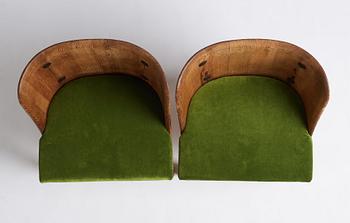 Axel Einar Hjorth, a pair of stained pine 'Lovö' chairs, Nordiska Kompaniet Sweden 1930s.