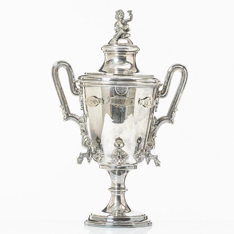 Brännvinscistern, nysilver, DA Kjernås Nysilfverfabrik, Göteborg.