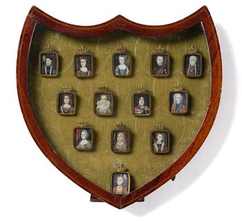 857. Okänd konstnär, 1700-tal, Europeiska regenter, 13 st.