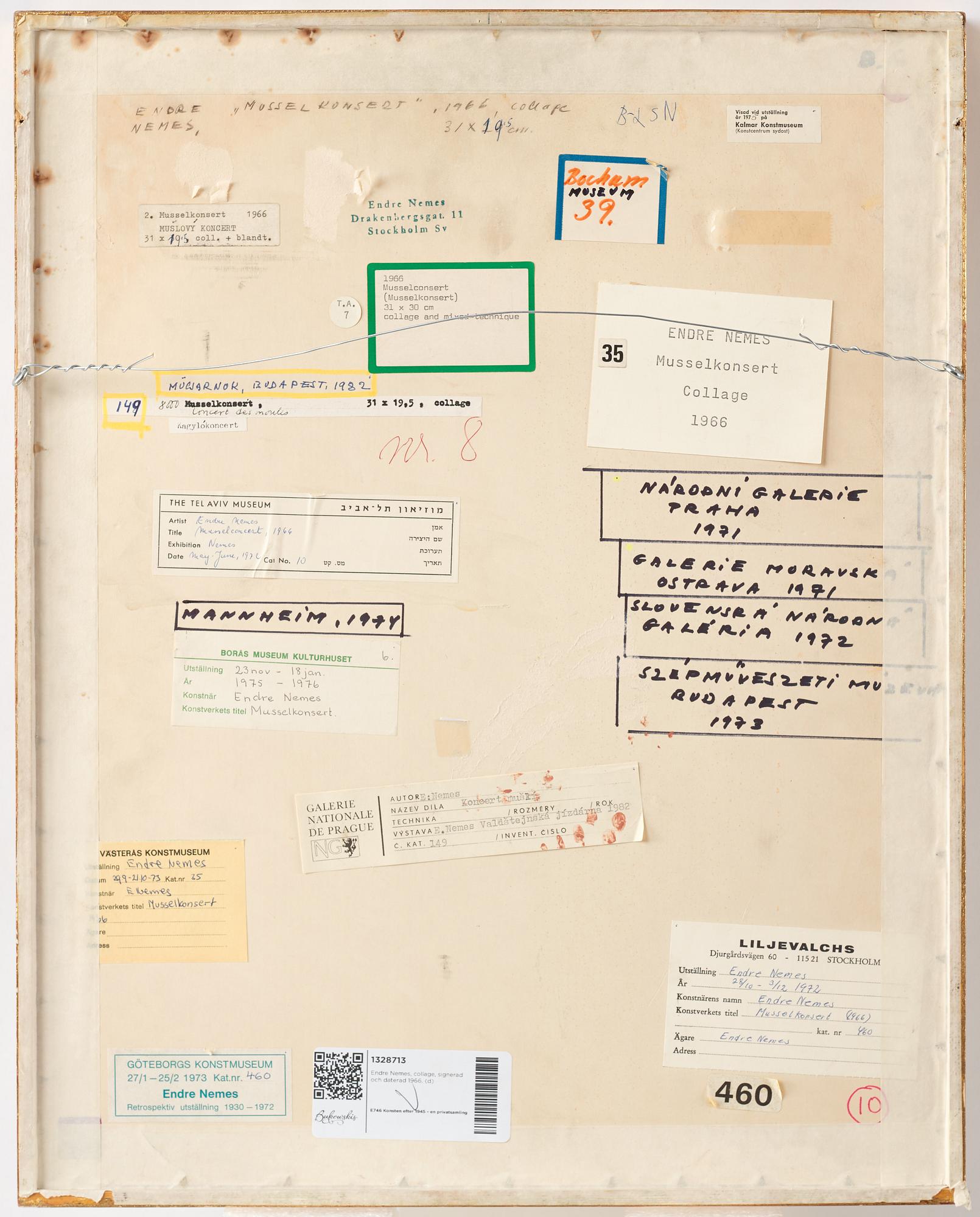 Endre Nemes, collage, signerad och daterad 1966.