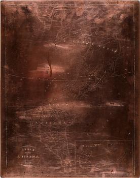 TRYCKPLÅT, Karta över Amerika, 1828.