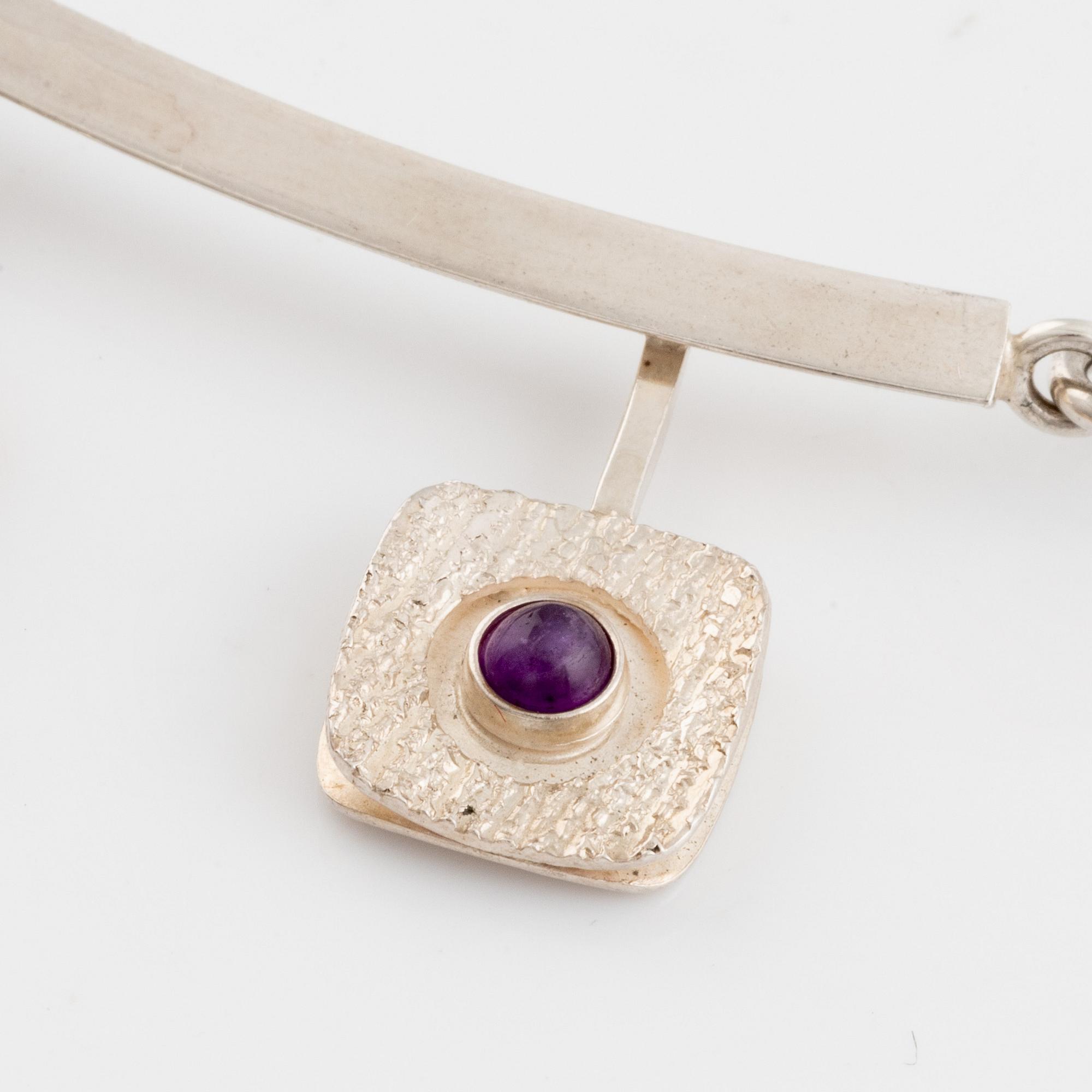 Arvo Saarela, silver and cabocon cut amethyst necklace.