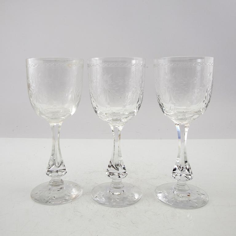 Fritz Kallenberg wine glasses, 8 pcs "Mac Guirlang", Kosta, mid-20th century.