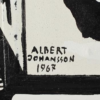ALBERT JOHANSSON, blandteknik på pannå, signerad och daterad á tergo 1967.