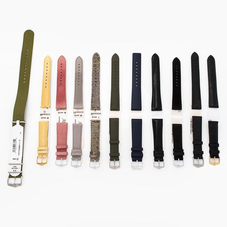 A collection of eleven watch straps, Hirsch.