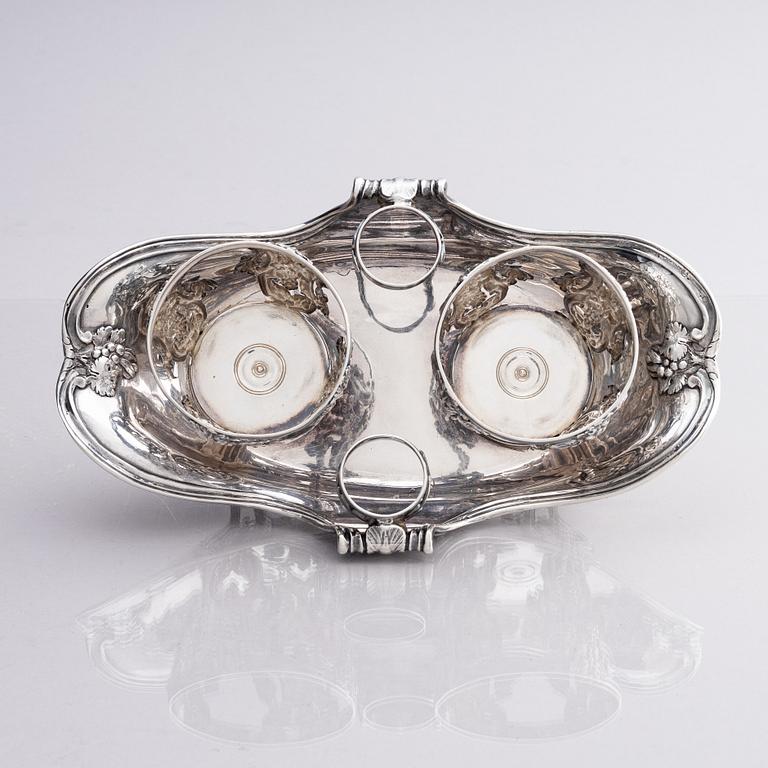 A French 18th century silver cruet-set, marks of Joseph Bouillerot, Paris 1775.