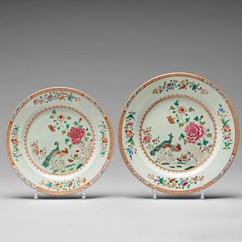 Seven 'Double Peacock' dishes, Qing dynasty, Qianlong (1736-95).