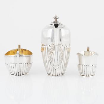 K Anderson, kaffeservis, 3 delar, silver, gustaviansk stil, Stockholm 1903.