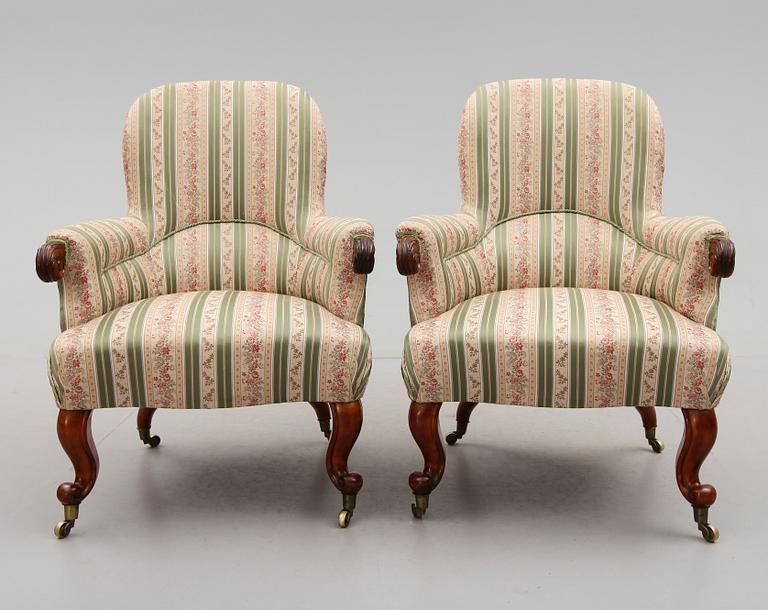 FÅTÖLJER, 1 par, 1800-talets slut.