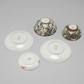 Five pieces of Chinese porcelain from late Qing Dynasty, Guangxu, 1874-1908.
