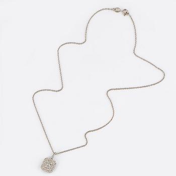 Baguette and brilliant-cut diamond necklace.