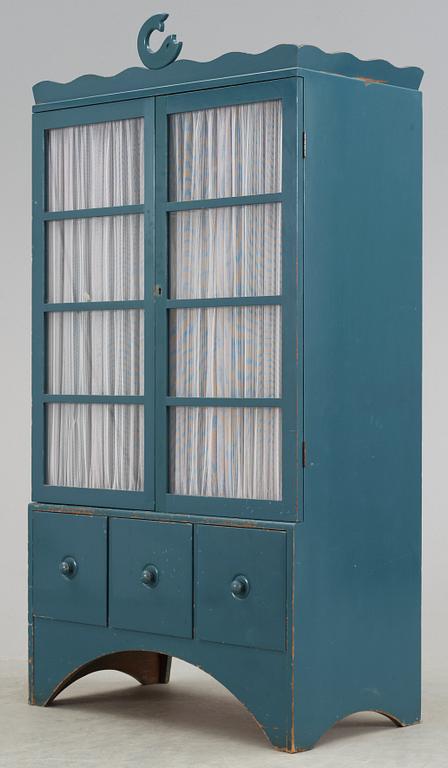 A Carl Hörvik blue painted showcase cabinet, 'Barbro', Nordiska Kompaniet, 1920's.