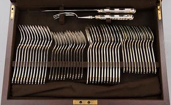CHRISTOFLE 123-piece Aria Gold Ring Silver Plated Cutlery Set for Twelve persons.