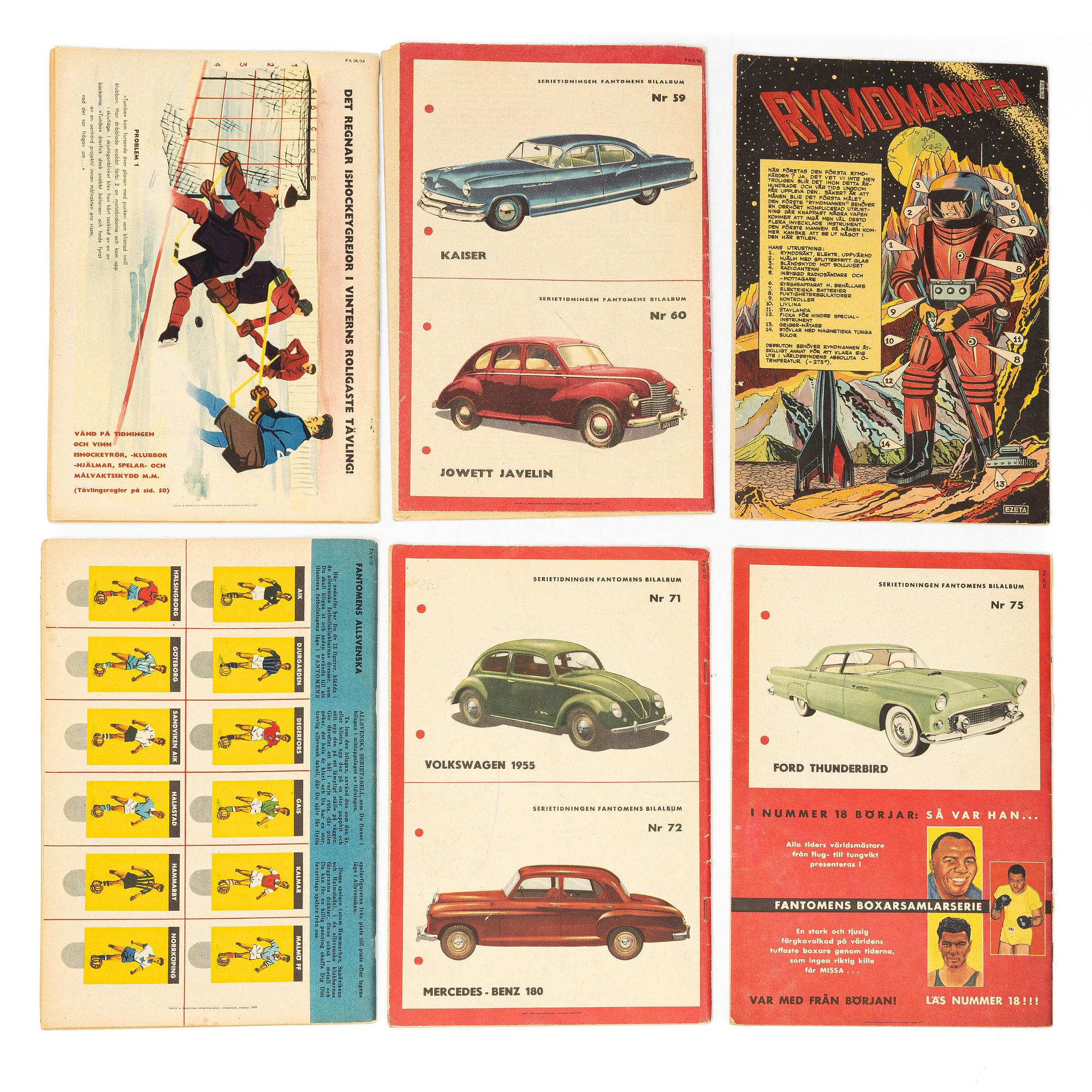 Comic books, “Fantomen”, 26 issues, 1951–1957.