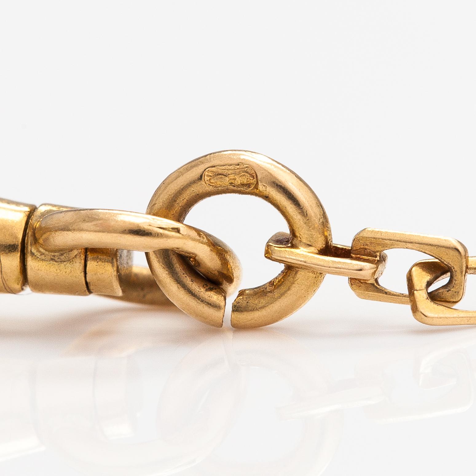 Kelloketju, 18K kultaa. Ruotsalainen tarkastusleima.