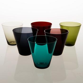 KAJ FRANCK, A set of six Kimara drinking glasses 2744, in Toive packaging, Notsjö, Nuutajärvi Finland, mid-20th century.