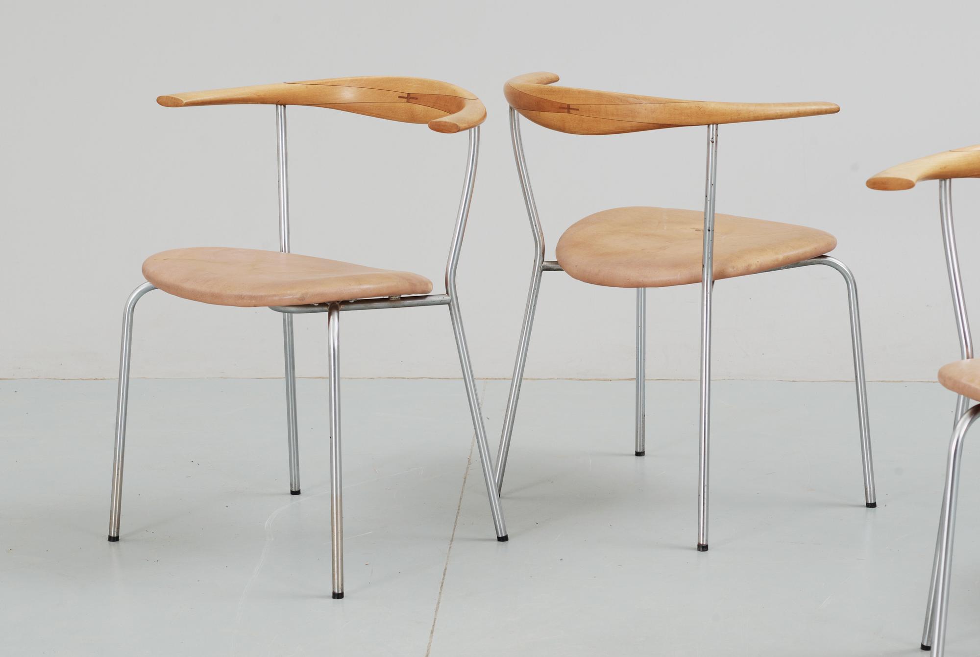 HANS J WEGNER, stolar, 6 st, Johannes Hansen, Danmark 1950-tal, modell 701.