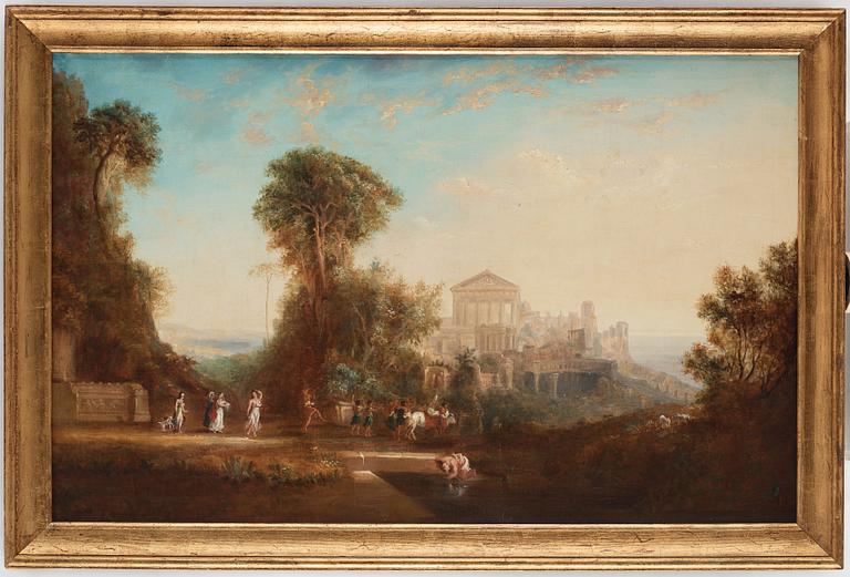 Nicolas Poussin In the manner of the artist, Bacchanal outside an antique city.