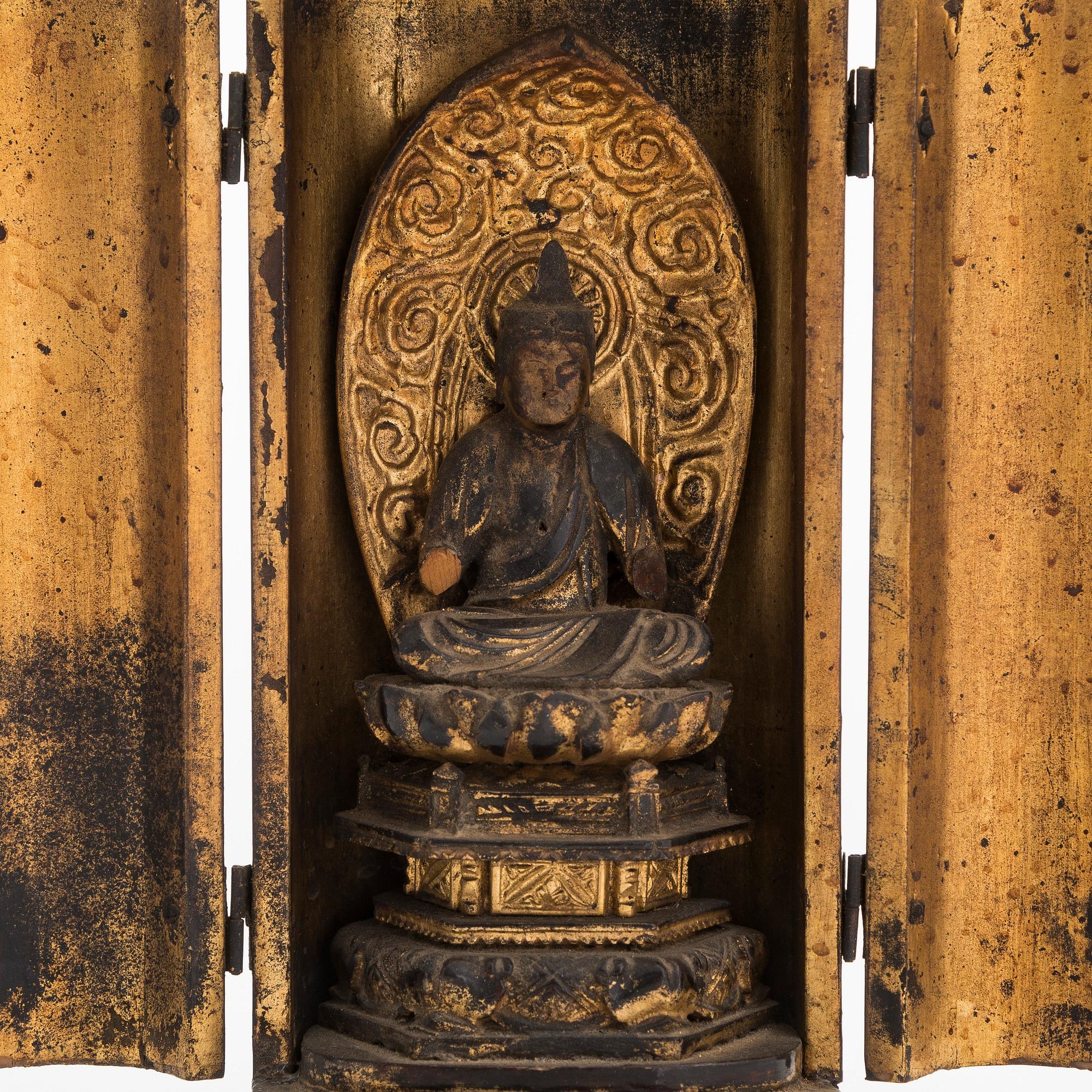Bodhisattva, 2 st, den ena i skrin, Japan, 1800-tal.
