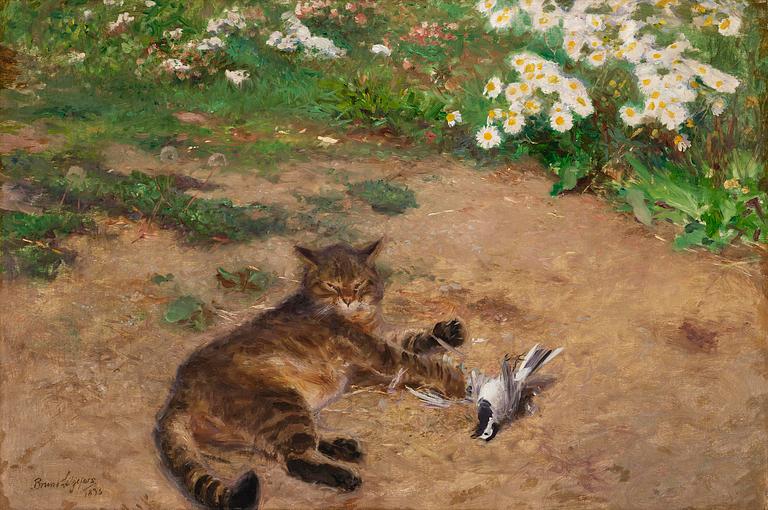 Bruno Liljefors, Cat and wagtail.