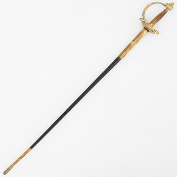 A Swedish infantry officer's sword, first half of the 19th Century, with scabbard.